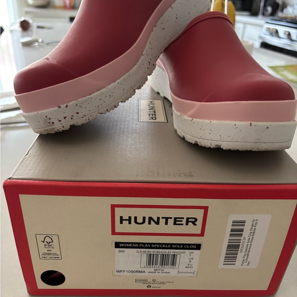 Hunter Red and Pink Mules with Speckled Sole